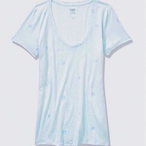 💗PINK💗VS Perfect V-neck Tee, Icy Topaz Logo